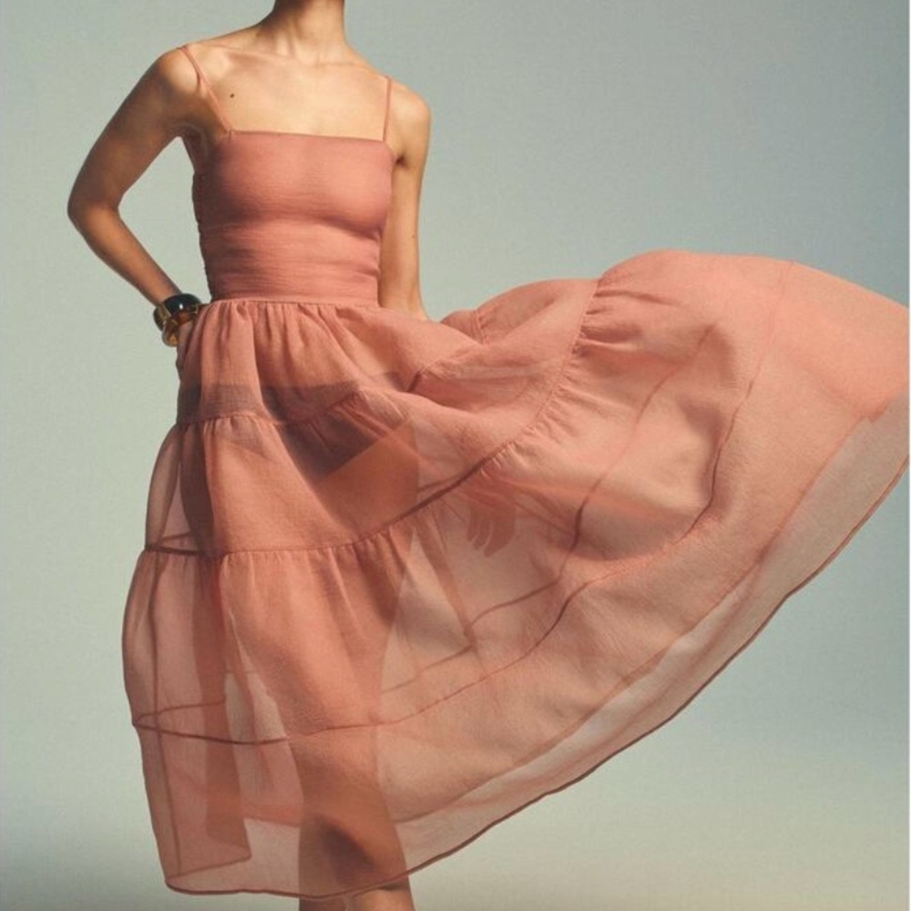 OhSevenDays Tiered Sheer Midi Dress NWT